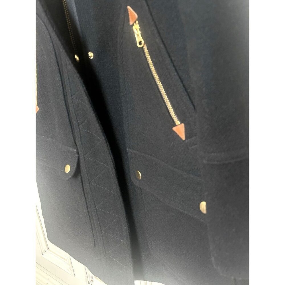 J. Crew Ws Sz 4 Italian Wool Hooded Parka By Nello Gori Black W/Gold Hardware - Picture 5 of 16